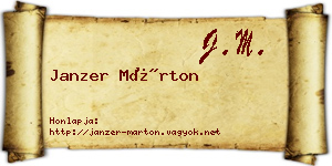 Janzer Márton névjegykártya