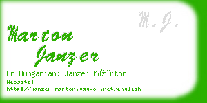 marton janzer business card